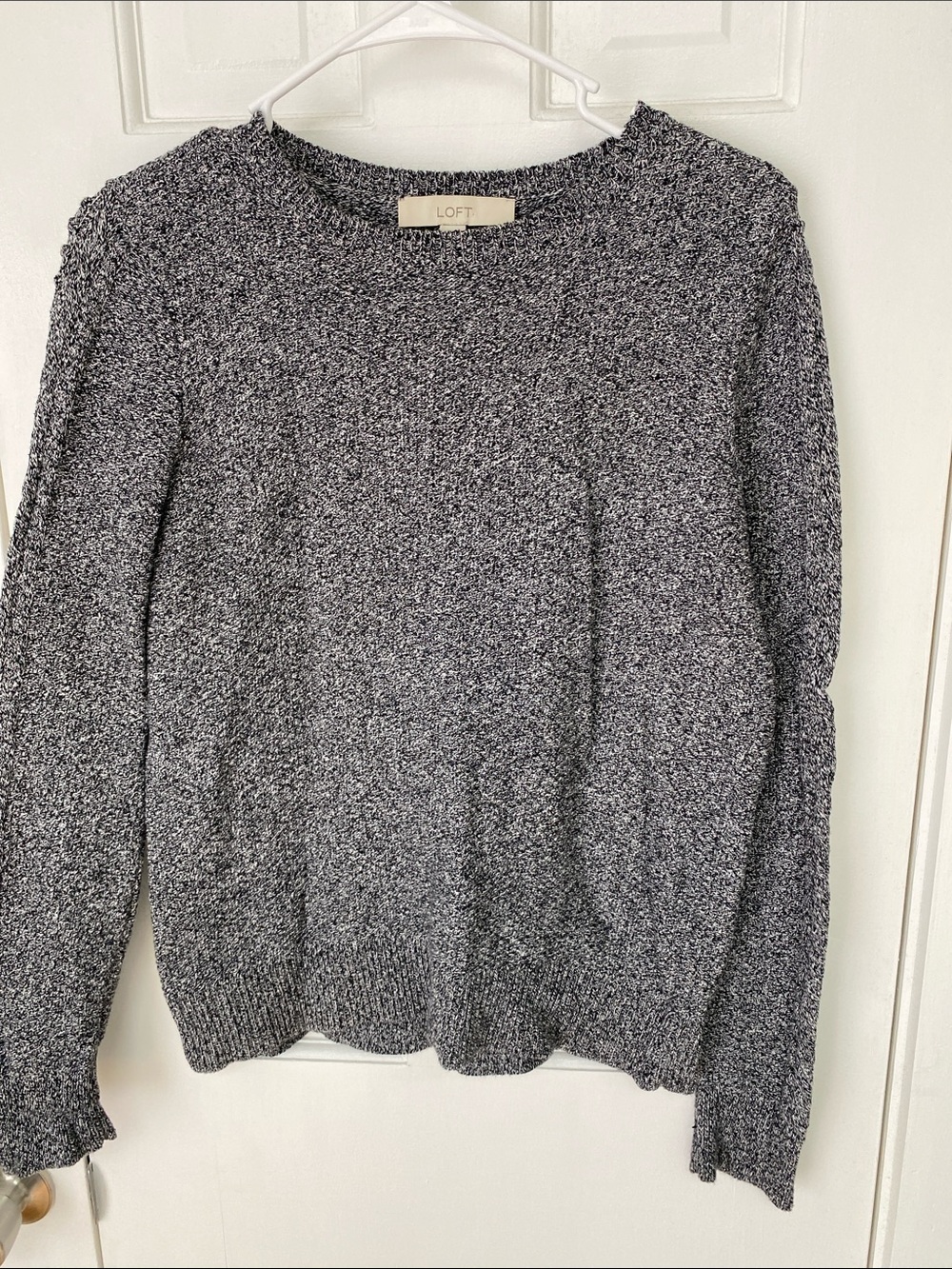 LOFT Black & White Marled Crewneck Sweater